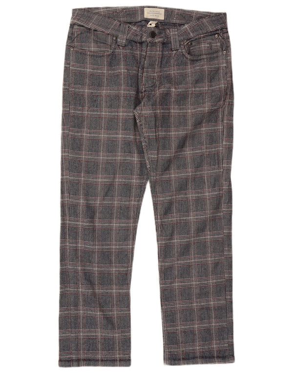 Женские прямые повседневные брюки Jeckerson W33 L27, серые, хлопковые с узором «гусиные лапки»