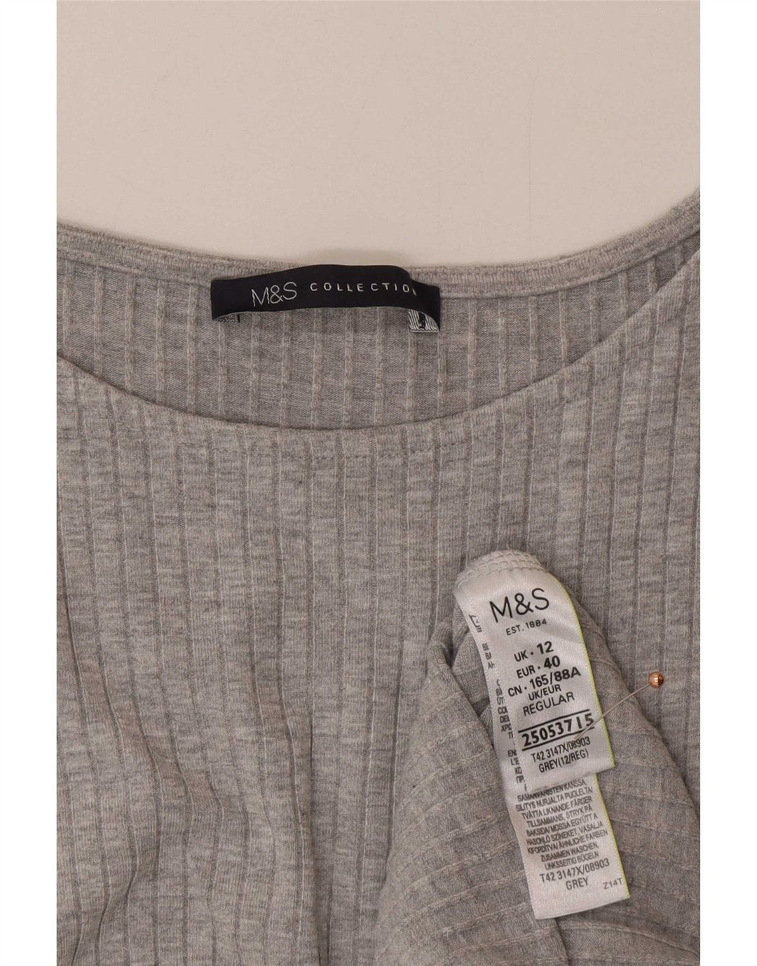 Женское облегающее платье без рукавов Marks & Spencer UK 12, вискоза среднего серого цвета