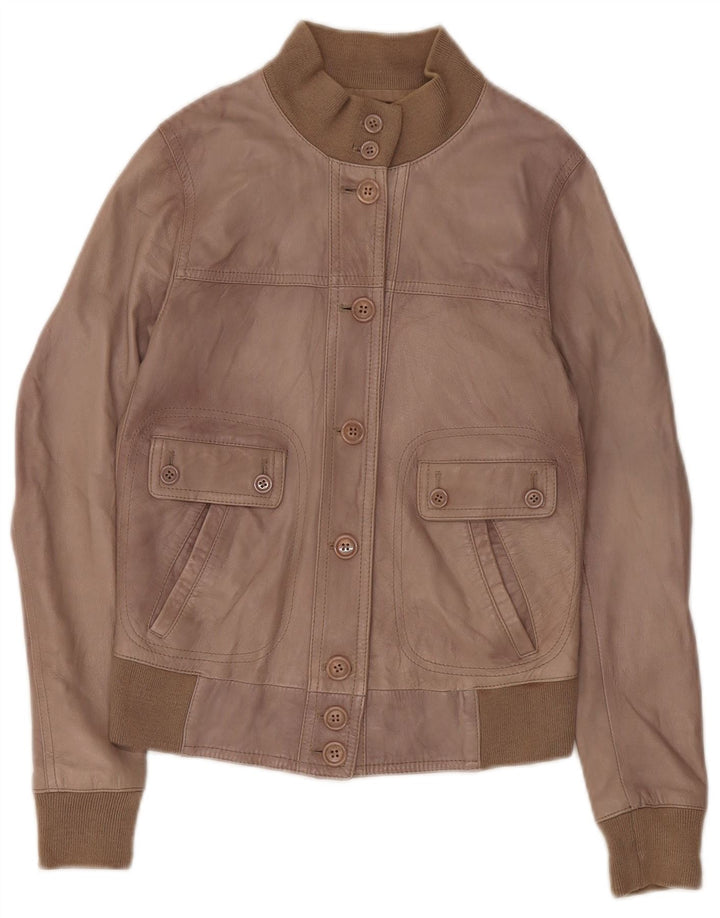 Женская укороченная кожаная куртка Zen UK 8, маленькая коричневая кожа