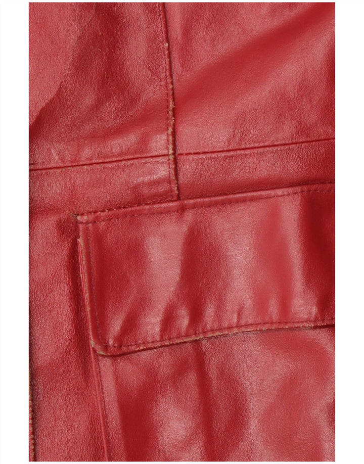 Винтажное женское кожаное пальто UK 18 XL, красное кожаное