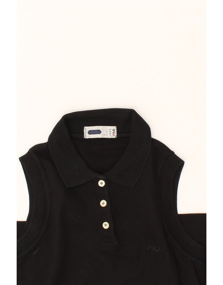 FILA Womens Sleeveless Polo Shirt IT 44 Medium Black Cotton Vintage Fila and Second-Hand Fila from Messina Hembry 