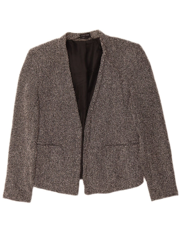 Женский открытый пиджак Topshop UK 10, маленький черный хлопковый клетчатый пиджак