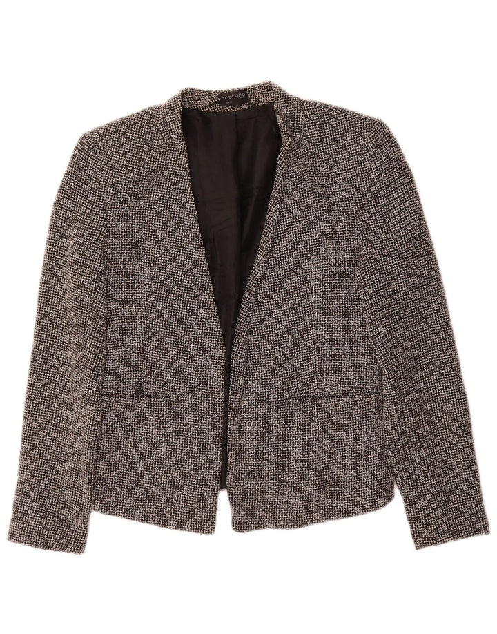 Женский открытый пиджак Topshop UK 10, маленький черный хлопковый клетчатый пиджак
