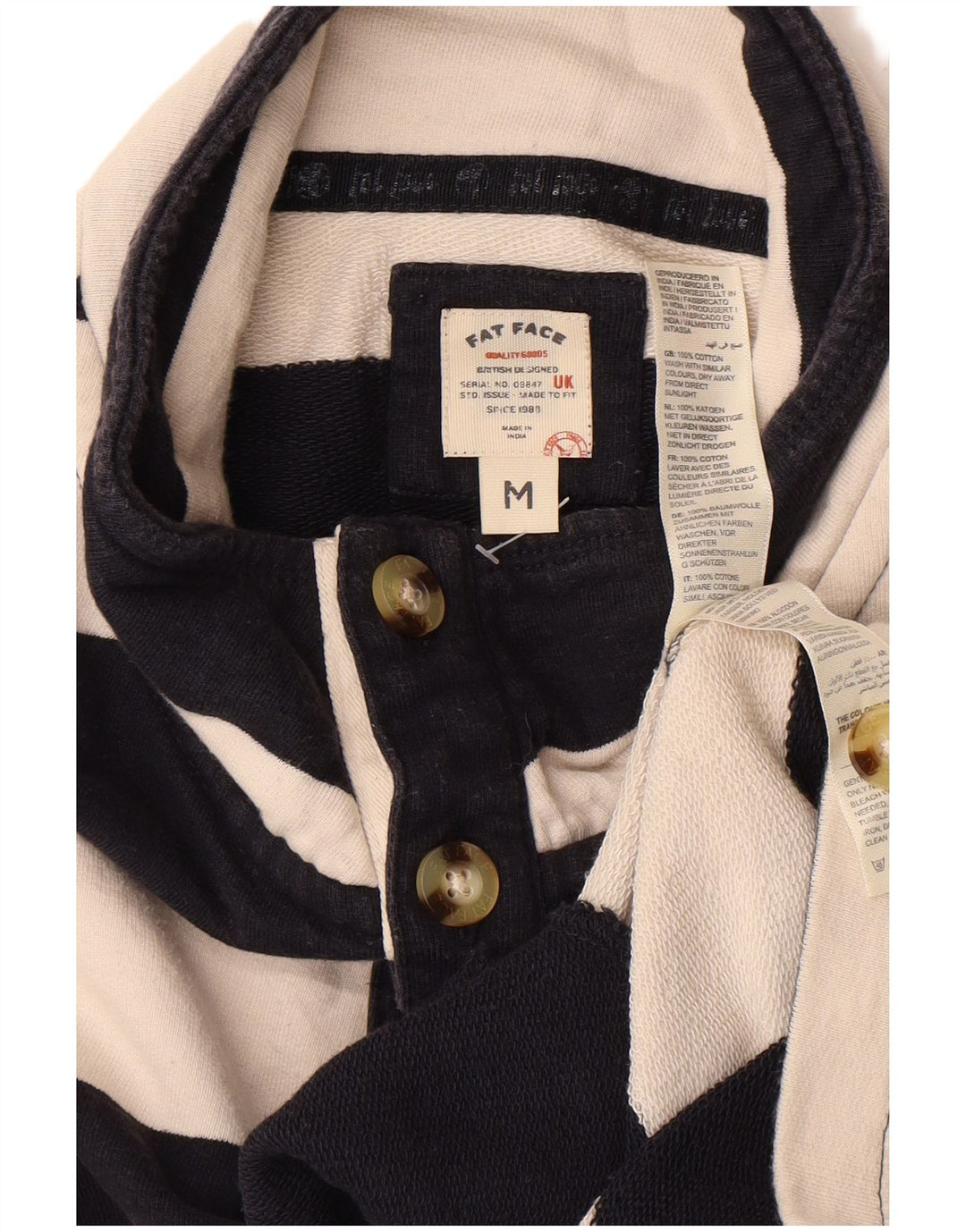 Мужской свитер FAT FACE с воротником на пуговицах, средний темно-синий в полоску