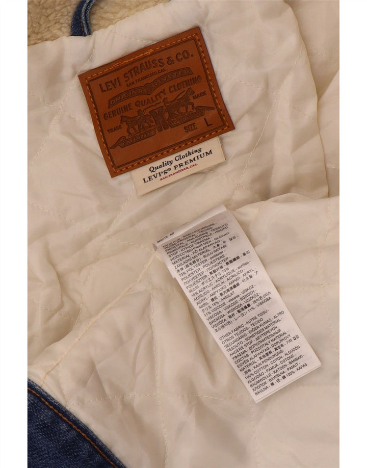 Женская укороченная джинсовая флисовая куртка Levi's UK 16, большая бежевая с цветными блоками