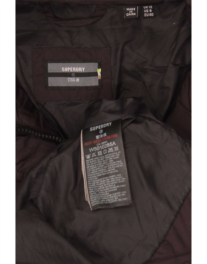 Женское стеганое пальто с капюшоном Superdry UK 12, средний бордовый полиэстер