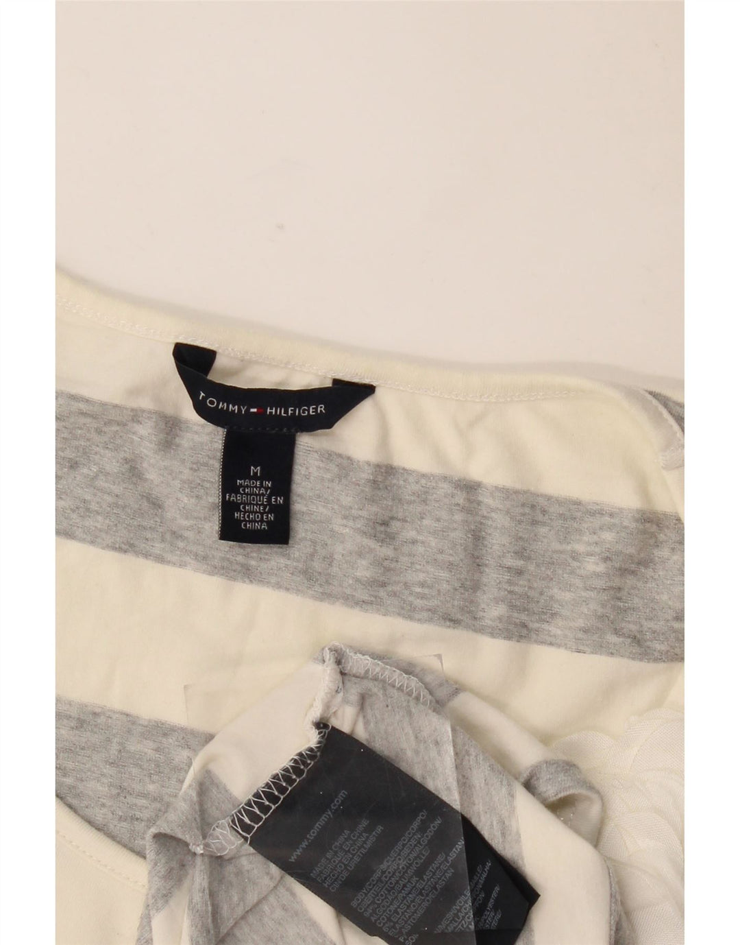 Женская футболка Tommy Hilfiger Top UK 12, хлопковая полоска среднего серого цвета