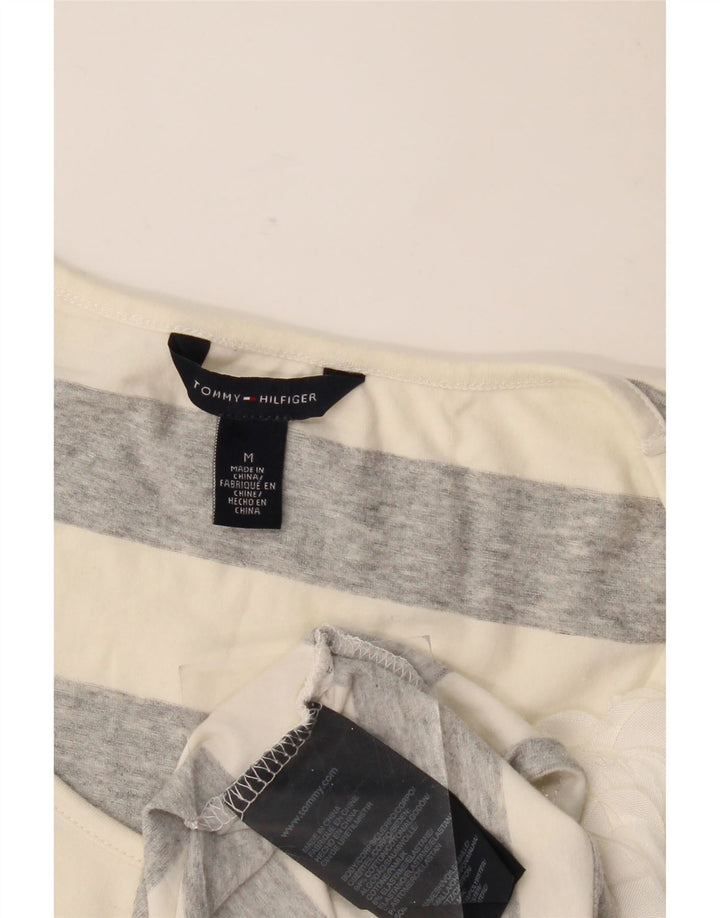 Женская футболка Tommy Hilfiger Top UK 12, хлопковая полоска среднего серого цвета