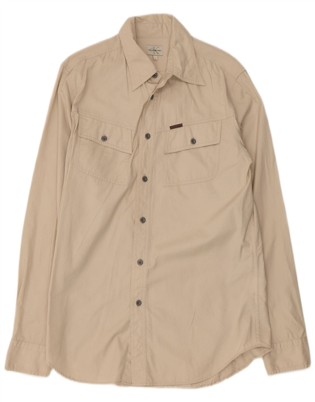 CALVIN KLEIN JEANS Мужская рубашка большого размера из хлопка бежевого цвета