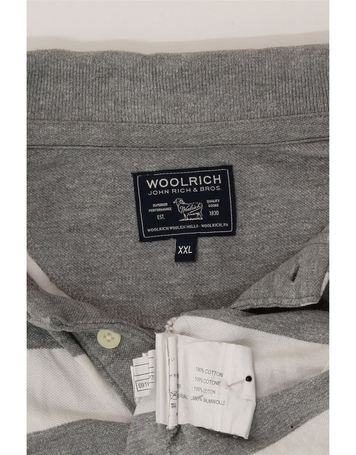 Мужская рубашка-поло Woolrich 2XL, хлопковая серая полоска