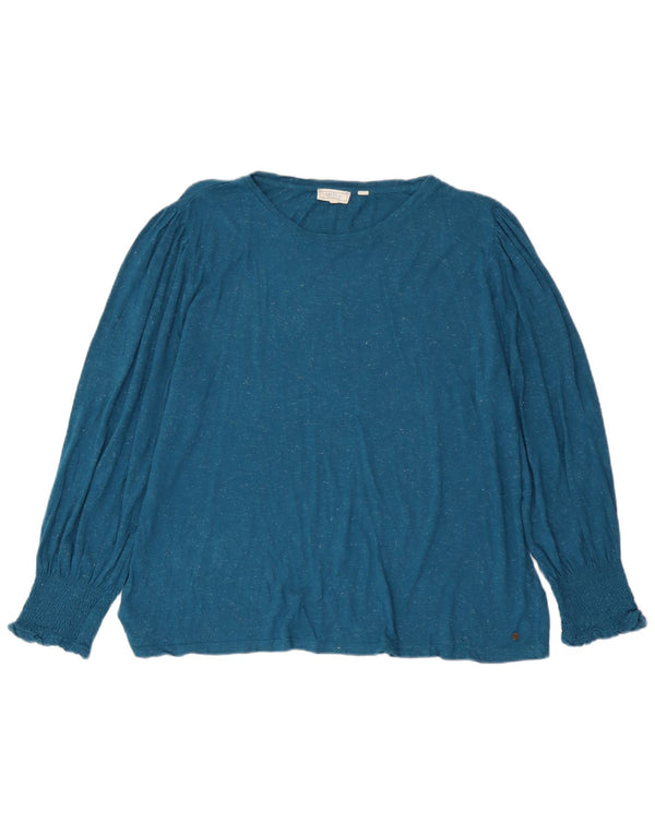 Женский топ Fat Face с длинным рукавом, Великобритания, 20, 2XL, синий, вискоза с крапинками