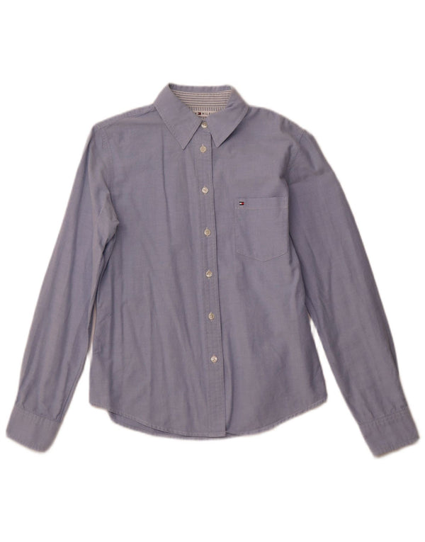 TOMMY HILFIGER Женская рубашка UK 10, маленький синий хлопок