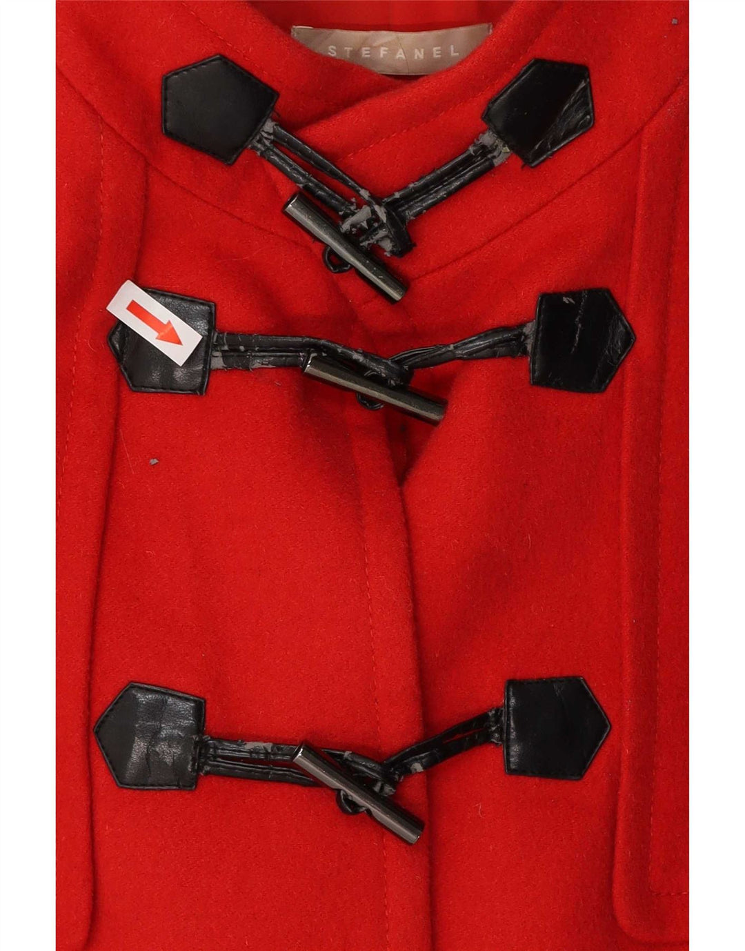 Женская дафлкот с капюшоном Stefanel IT 48 XL Красная шерсть из натуральной шерсти