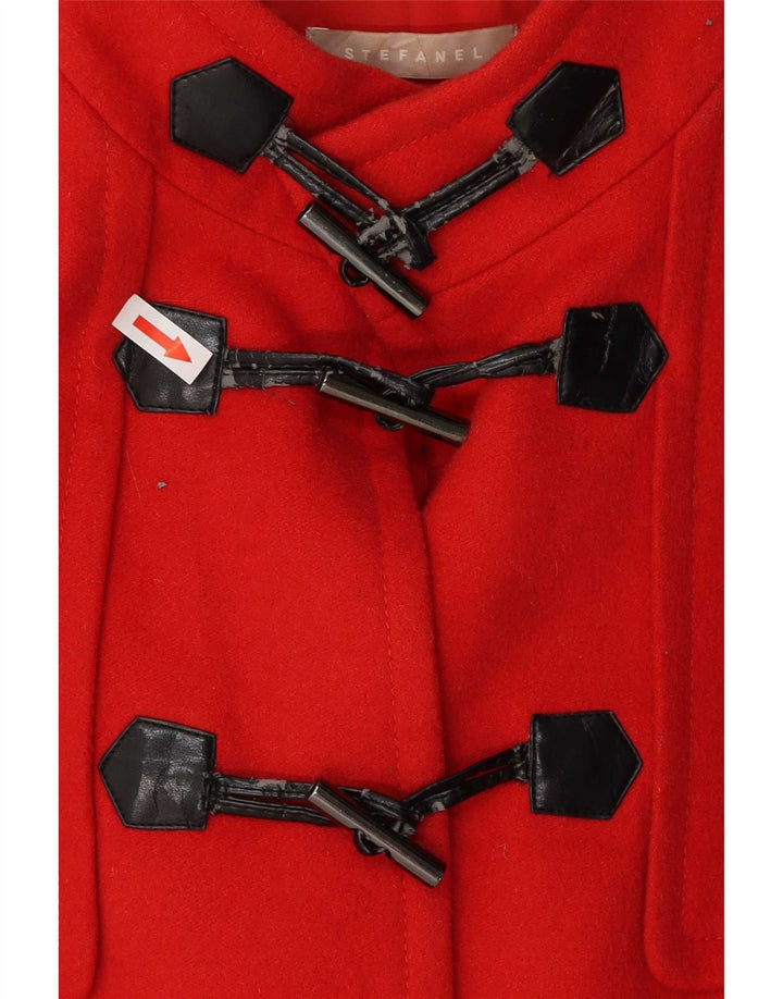 Женская дафлкот с капюшоном Stefanel IT 48 XL Красная шерсть из натуральной шерсти