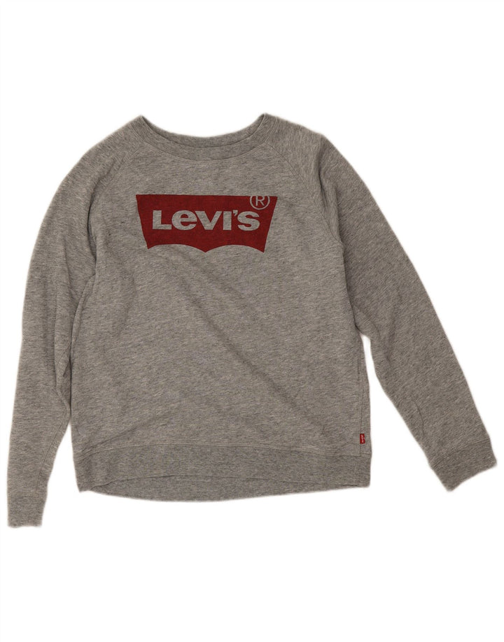 Женский свитер с рисунком Levi's, толстовка UK 16, большой размер, серый хлопок