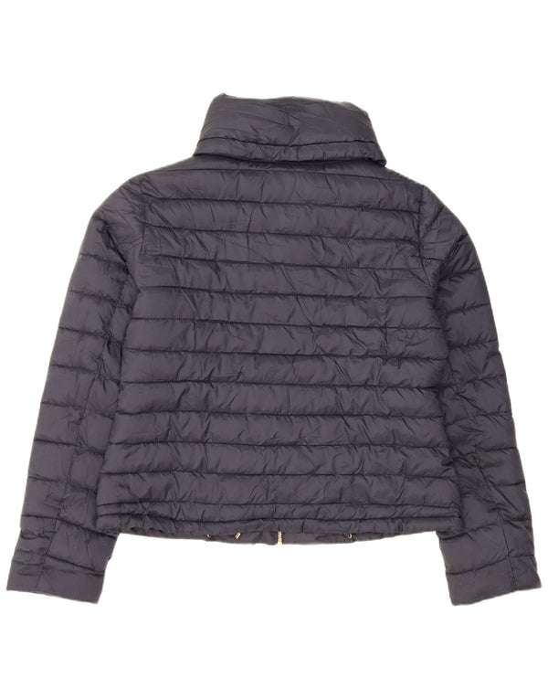 Женская укороченная стеганая куртка с капюшоном Zara UK 20 2XL Темно-синий полиэстер