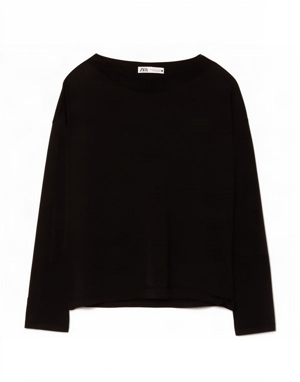 Женский топ оверсайз Zara с длинным рукавом UK 18 XL, черный