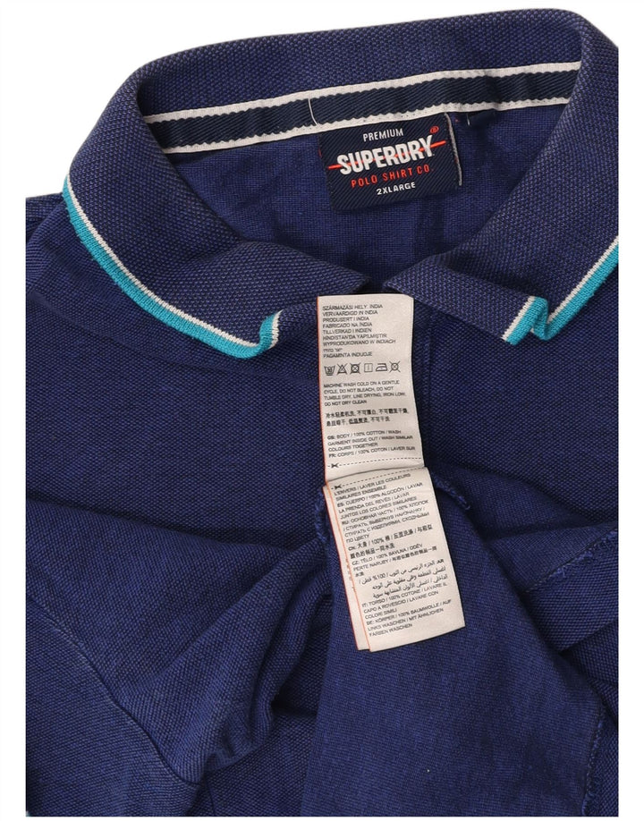 SUPERDRY Мужская рубашка-поло 2XL темно-синяя, хлопок