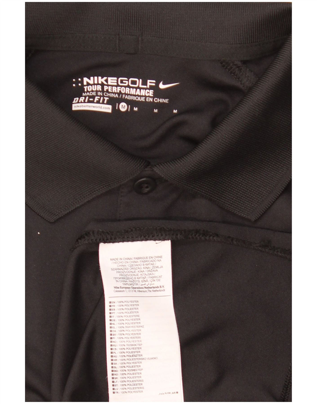 Мужская рубашка поло с графическим рисунком Nike Dri Fit, средний черный полиэстер
