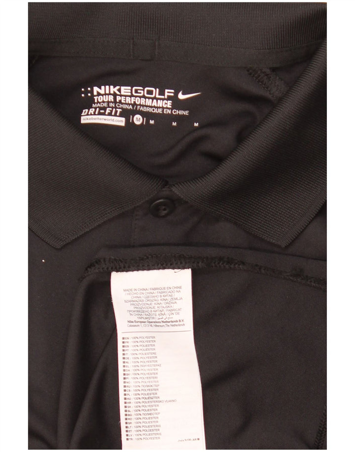 Мужская рубашка поло с графическим рисунком Nike Dri Fit, средний черный полиэстер