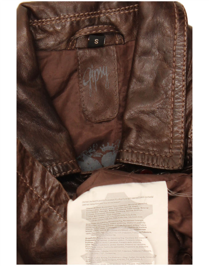 Женское кожаное пальто Gipsy UK 10 маленькое коричневое