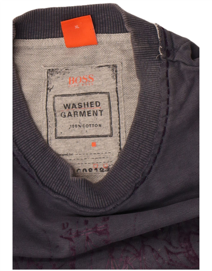 Мужской свитшот с рисунком Hugo Boss, XL, темно-синий, хлопок
