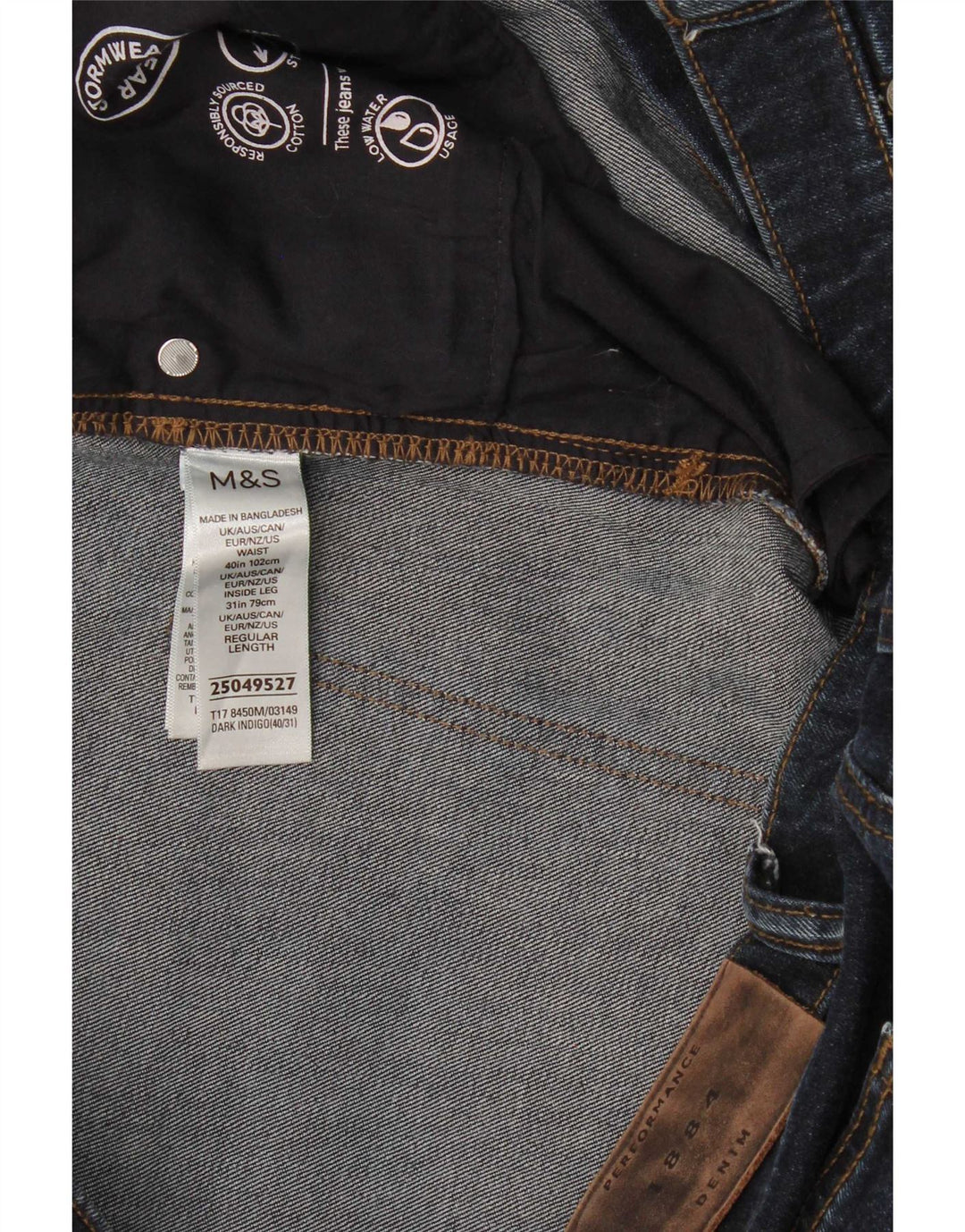 Мужские прямые джинсы Marks & Spencer W40 L31 темно-синего цвета, хлопок