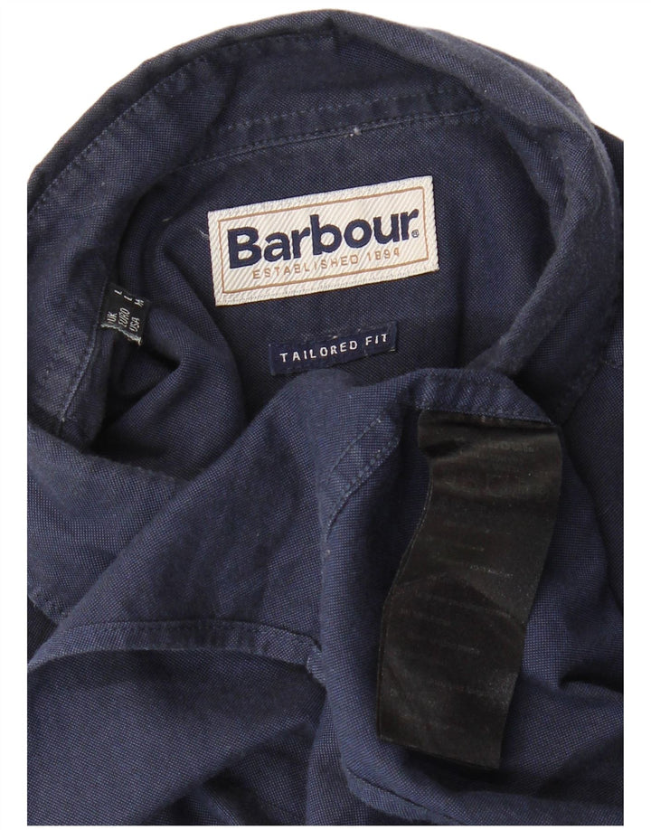 Мужская рубашка по индивидуальному заказу BARBOUR, большая темно-синяя хлопковая рубашка