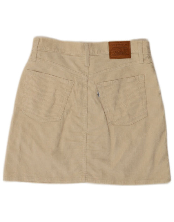 Женская мини-вельветовая юбка LEVI'S 501 W28 среднего цвета, белый хлопок, хлопок