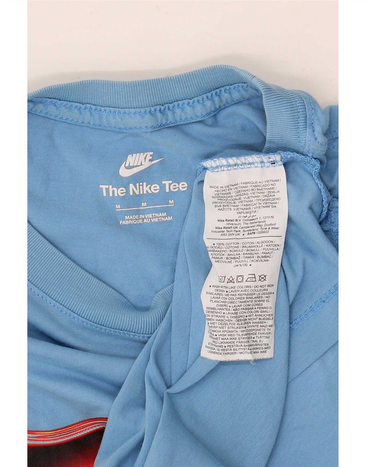 Мужская футболка с рисунком Nike, хлопковый топ среднего синего цвета