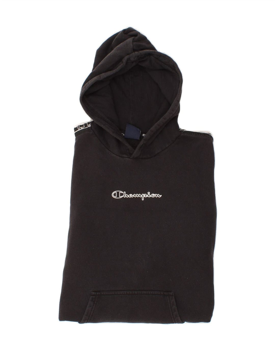 CHAMPION Mens Graphic Hoodie Jumper Medium Black Cotton Vintage Champion and Second-Hand Champion from Messina Hembry 