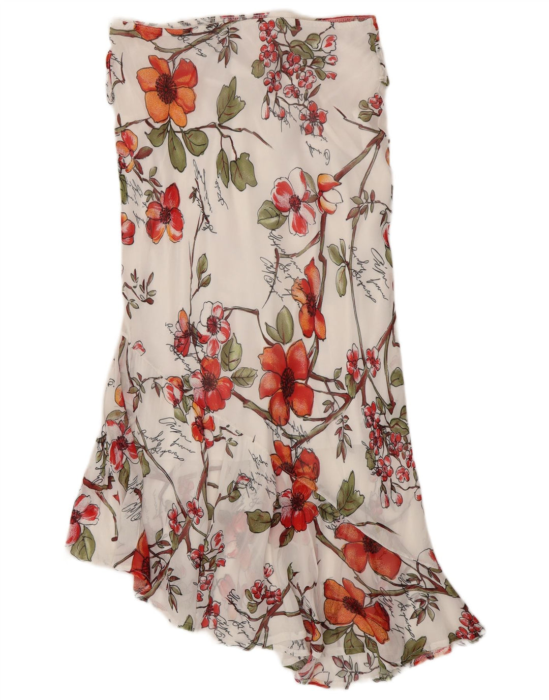 Винтажная женская асимметричная юбка W32, большая белая вискоза с цветочным принтом