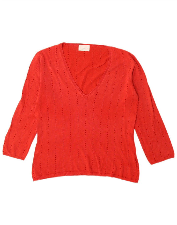 Женский джемпер Iceberg с рукавом 3/4 и v-образным вырезом IT 43, средний красный шелк