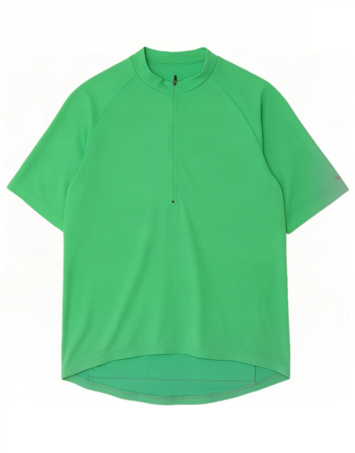 Мужская футболка Nike Dri Fit с воротником на молнии, большой зеленый полиэстер