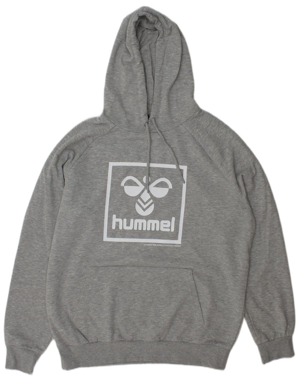 Hummel Мужской джемпер с капюшоном с рисунком XL, серый в крапинку, полиэстер