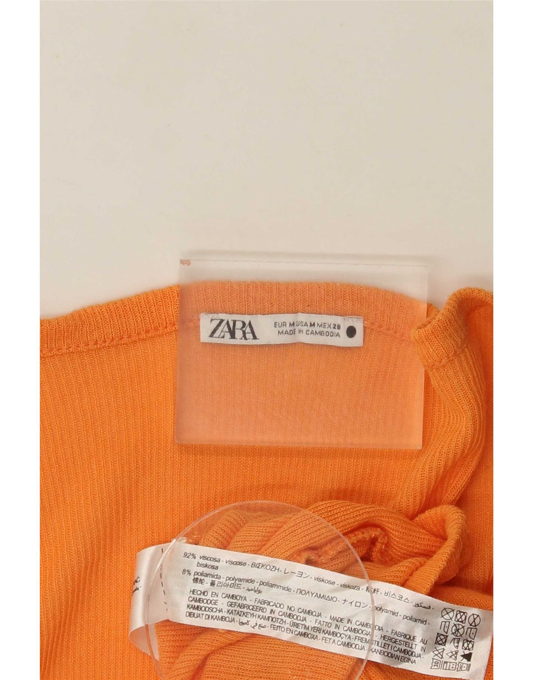 Женский укороченный топ Zara UK 14, вискоза среднего оранжевого цвета