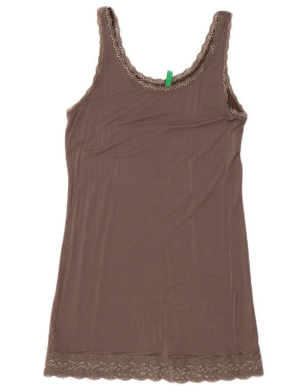 Женское мини-платье-комбинация Benetton UK 6 XS, серое, вискоза