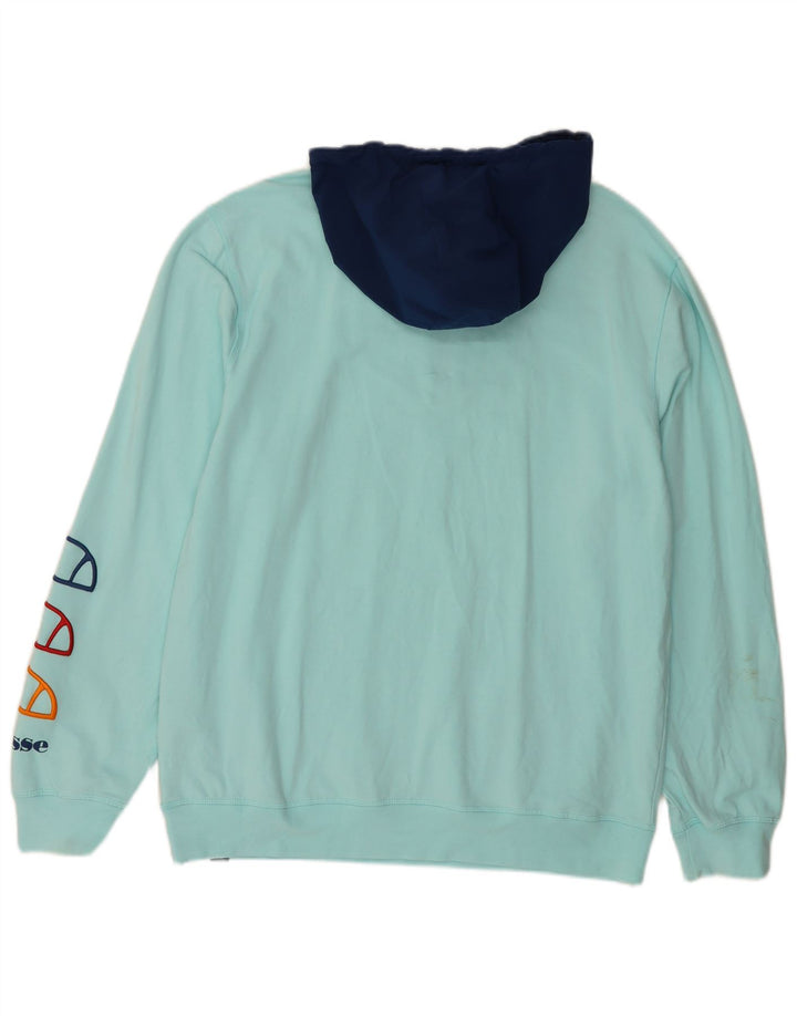 ELLESSE Мужской джемпер с капюшоном с рисунком, XL, бирюзовый, хлопок с цветными блоками