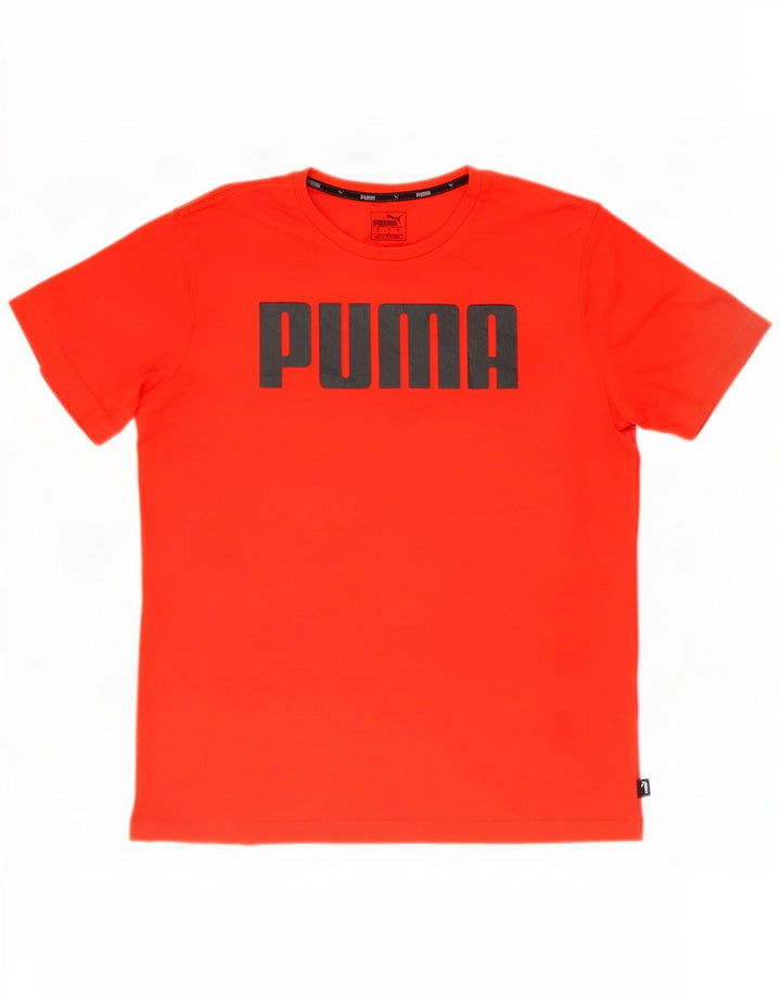 Мужская футболка с рисунком Puma, хлопковый топ среднего красного цвета