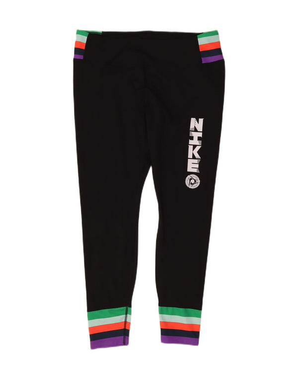 Женские леггинсы с рисунком Nike Dri Fit UK 16, большие черные цветные блоки