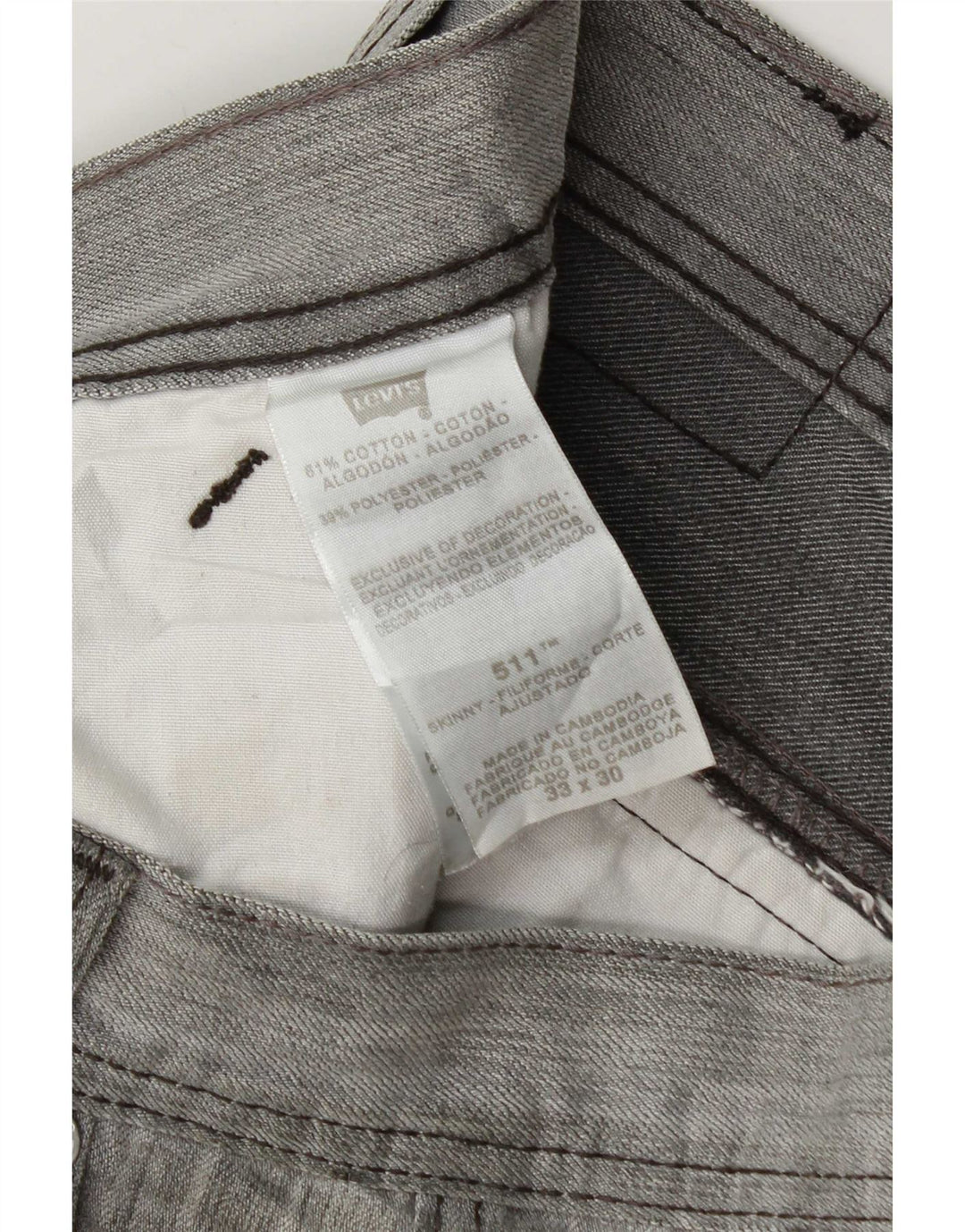 Мужские джинсы Levi's Slim 511 W33 L30, серый хлопок с крапинками
