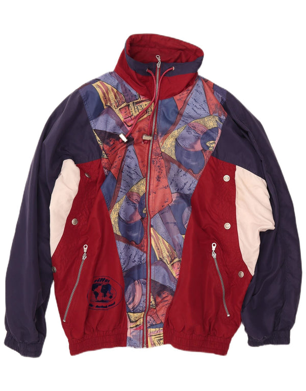 Мужской спортивный костюм VINTAGE с графическим рисунком, верхняя куртка 2XL, темно-синий, с цветными блоками