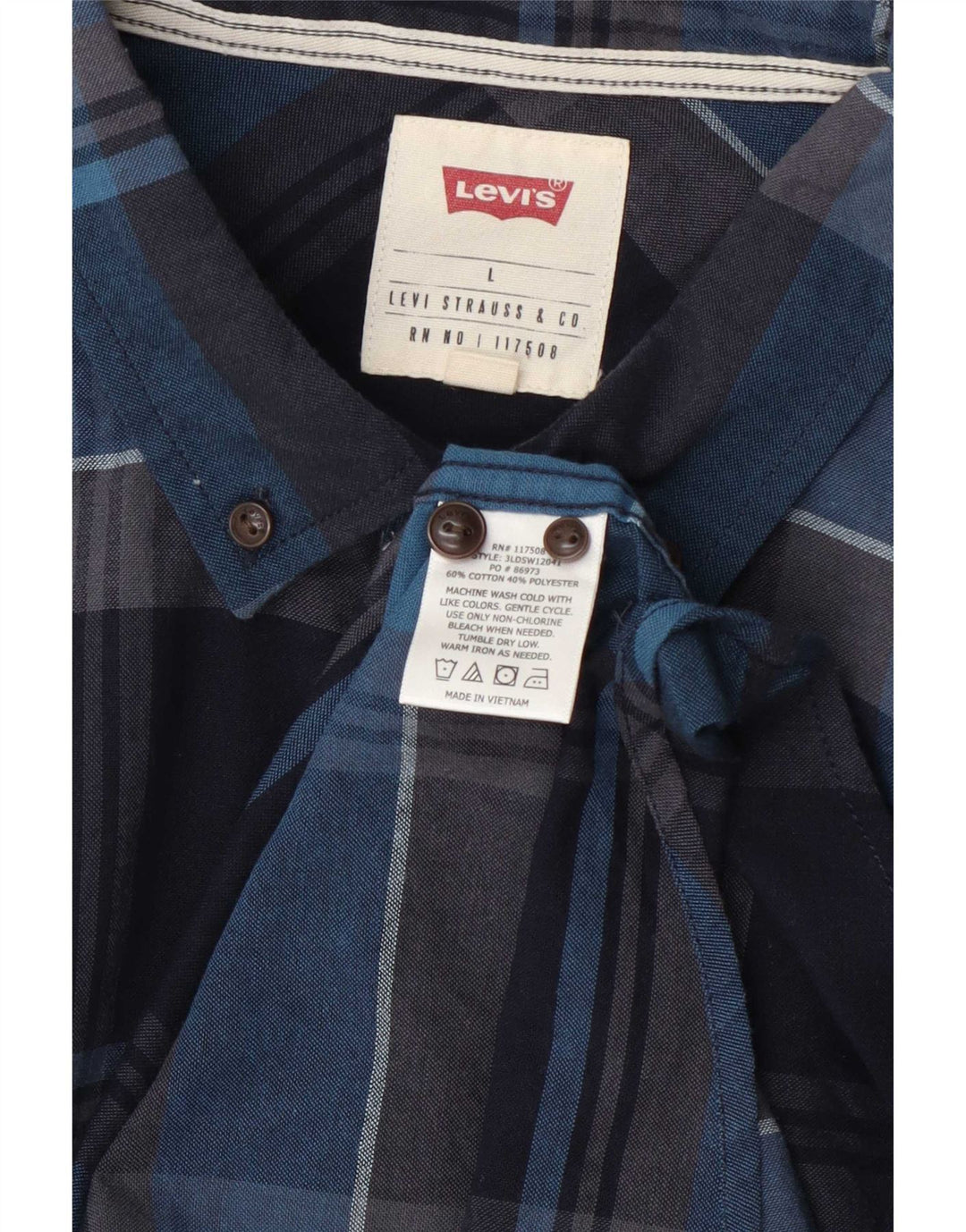 Мужская рубашка с коротким рукавом Levi's, большая темно-синяя клетка, хлопок