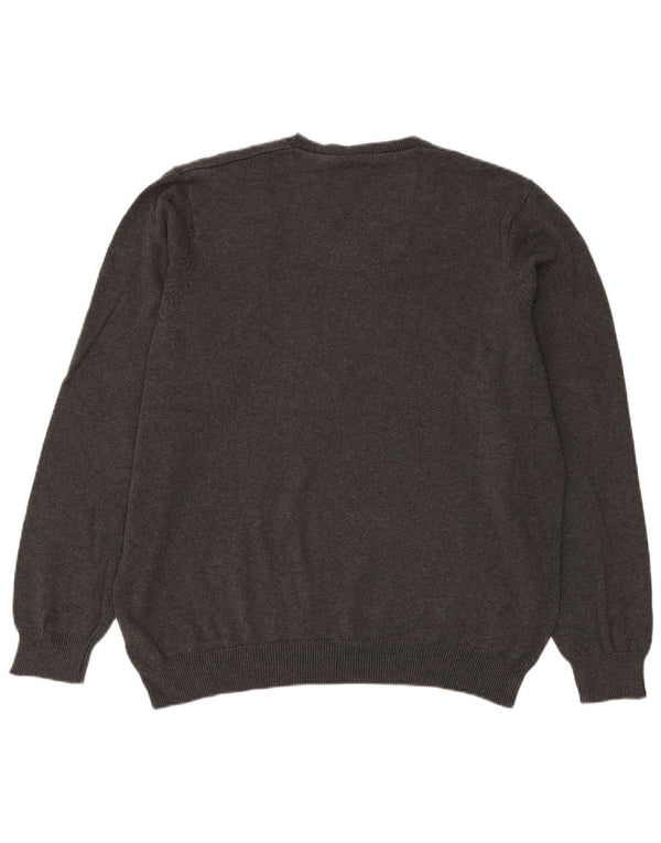 Мужской джемпер стандартного кроя с v-образным вырезом Marks & Spencer XL, серый хлопок