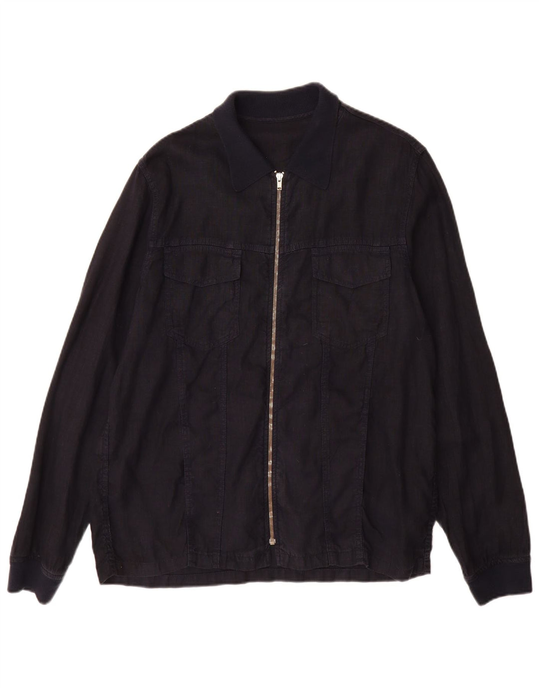 Мужская куртка Zara UK 40, большая, темно-синяя, льняная