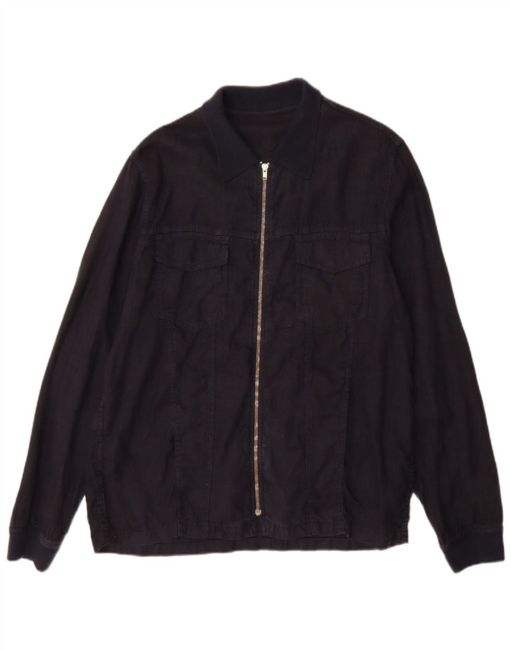 Мужская куртка Zara UK 40, большая, темно-синяя, льняная