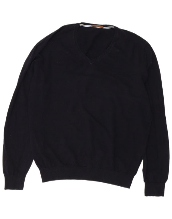 Мужской джемпер с v-образным вырезом Massimo Dutti XL, темно-синий, хлопок