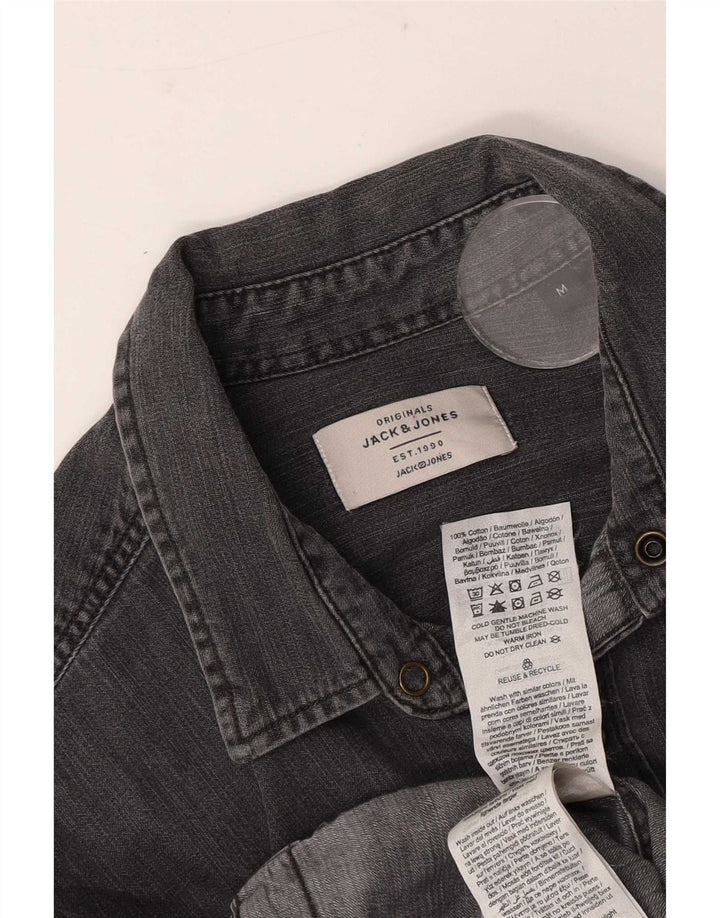 Мужская джинсовая рубашка Jack & Jones среднего серого цвета, хлопок