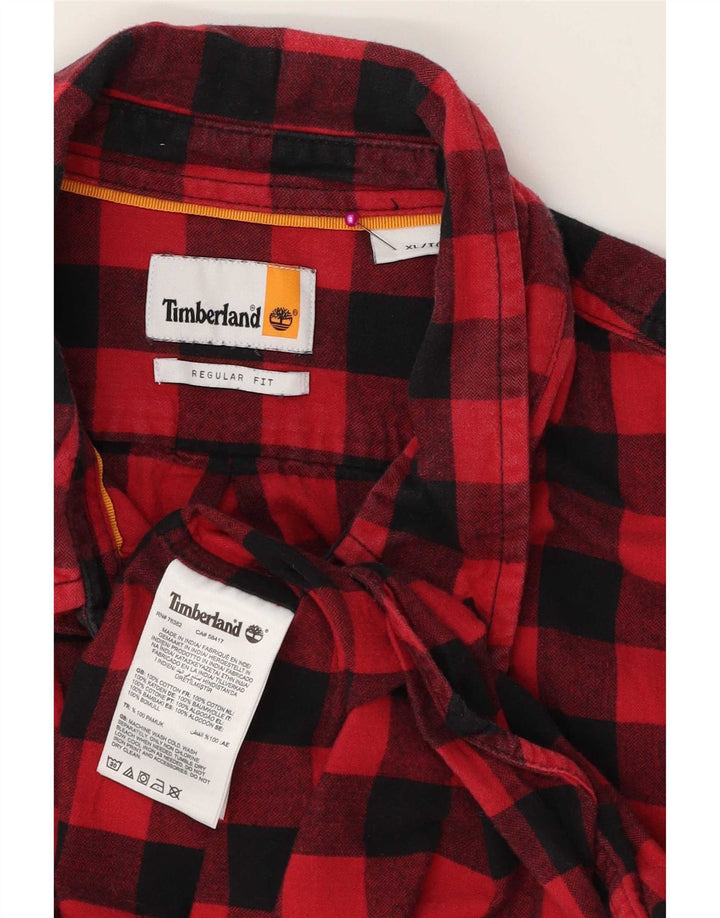 Мужская фланелевая рубашка стандартного кроя Timberland XL из хлопка в красную клетку