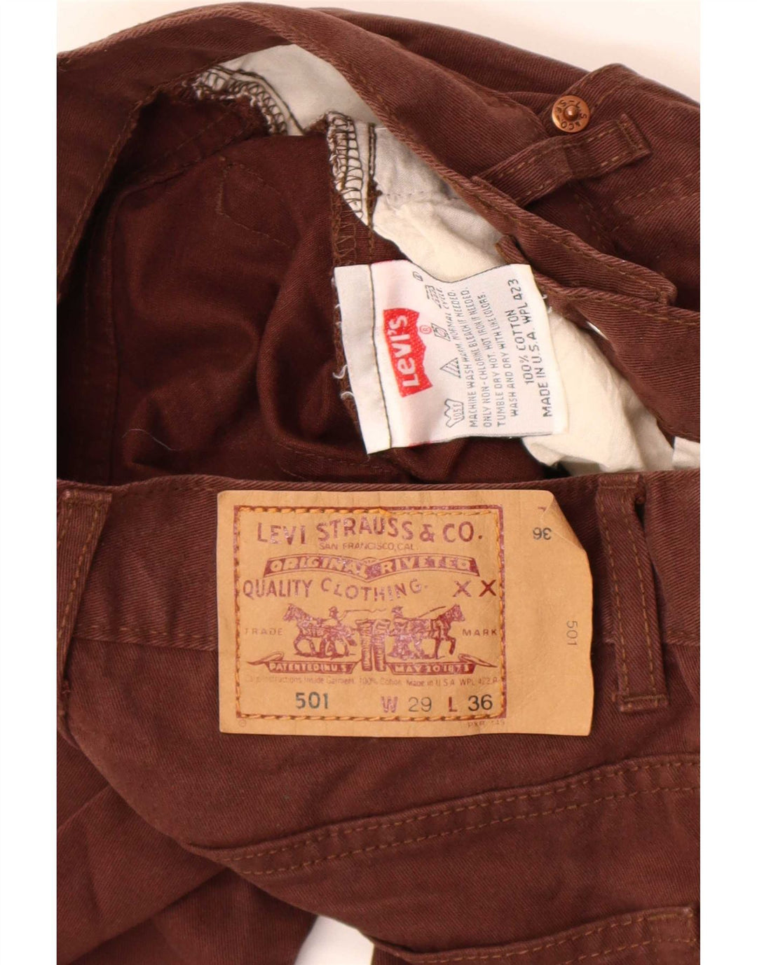 Женские прямые джинсы Levi's 501 W29 L32 коричневые, хлопок